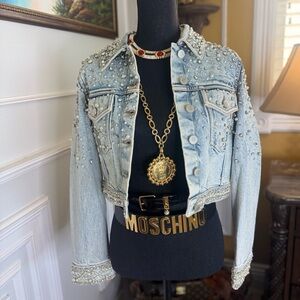Brand New, Alice + Olivia Nelson Embellished Denim Jacket